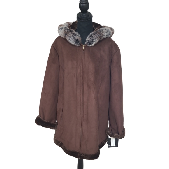 Vintage NWT Fleet Street women's hooded faux fur shearling coat 2X, new - Picture 3 of 16